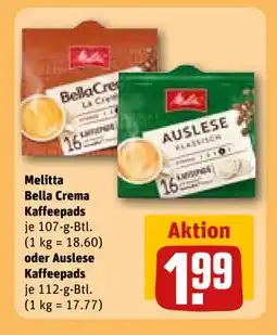 REWE DE Melitta Bella Crema Kaffeepads oder Auslese Kaffeepads, EUR 1.99 tilbud