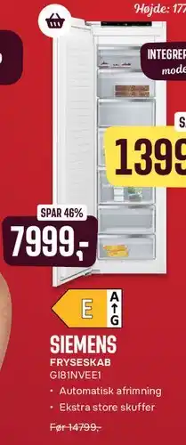 Skousen Siemens fryseskab tilbud