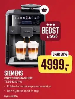 Skousen SIEMENS Espressomaskine TE65... tilbud