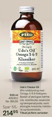 Helsam Udo's Oil Omega 3-6-9 tilbud