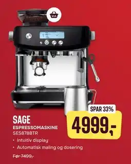 Skousen SAGE ESPRESSOMASKINE SES878BTR tilbud