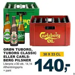 Let-Køb GRØN TUBORG, TUBORG CLASSIC ELLER CARLSBERG PILSNER tilbud