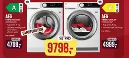 Skousen AEG TØRRETUMBLER TR833W94W + AEG VASKEMASKINE LR833W96W tilbud
