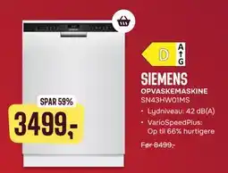 Skousen SIEMENS OPVASKEMASKINE SN43HW01MS tilbud