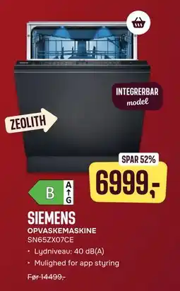 Skousen SIEMENS OPVASKEMASKINE SN65ZX07CE tilbud