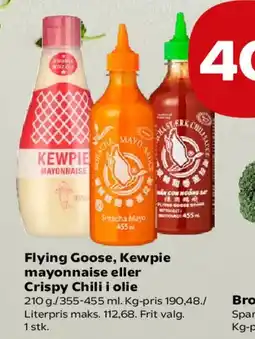SuperBrugsen Flying Goose, Kewpie mayonnaise eller Crispy Chili i olie tilbud