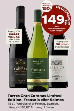 SuperBrugsen Torres Gran Coronas Limited Edition, Fransola eller Salmos tilbud