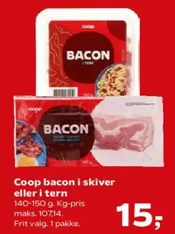 SuperBrugsen Coop bacon i skiver eller i tern tilbud