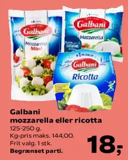 SuperBrugsen Galbani mozzarella eller ricotta tilbud