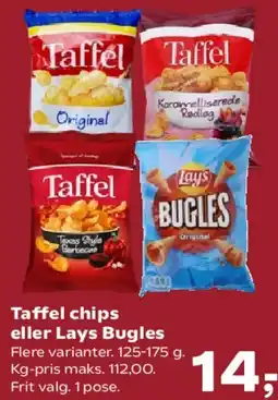 SuperBrugsen Taffel chips eller Lays Bugles tilbud