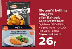 SuperBrugsen Glutenfri kylling nuggets eller Rødbæk rødspættefilet tilbud