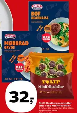 SuperBrugsen Steff Houlberg maxiretter eller Tulip minifrikadeller tilbud