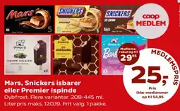 SuperBrugsen Mars, Snickers isbarer eller Premier ispinde tilbud