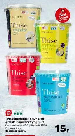 SuperBrugsen Thise økologisk skyr eller græsk inspireret yoghurt tilbud