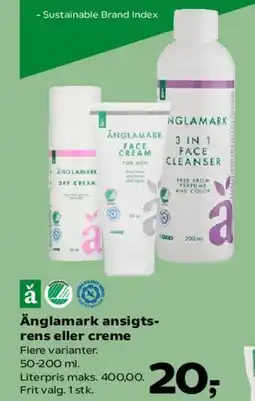 Kvickly Ånglamark ansigtsrens eller creme tilbud