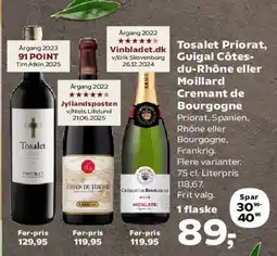 Kvickly Tosalet / Guigal Côtes‑du‑Rhône / Moillard Crémant de Bourgogne tilbud