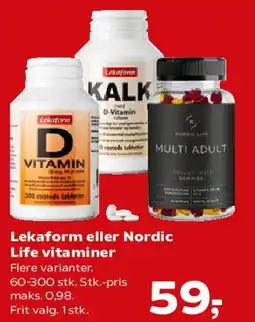 Kvickly Lekafom eller Nordic Life vitaminer tilbud