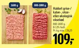 Føtex Hakket gris-/kalve-, okse- eller økologisk hakket kød tilbud