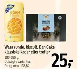 Føtex Wasa runde, biscuit, Dan Cake klassiske kager tilbud