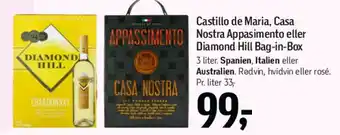 Føtex Castillo de Maria / Casa Nostra Appassimento / Diamond Hill Bag-in-Box tilbud