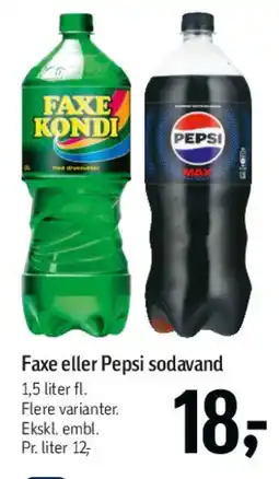 Føtex Faxe eller Pepsi sodavand (1,5 L) tilbud