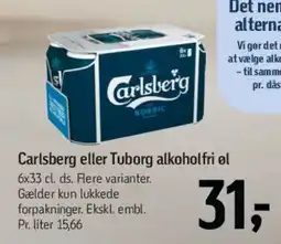 Føtex Carlsberg eller Tuborg alkoholfri øl (6x33 cl) tilbud
