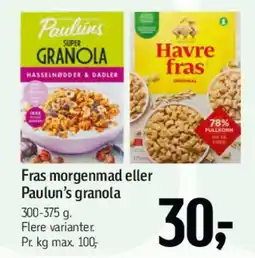 Føtex Fras morgenmad eller Paulúns granola tilbud