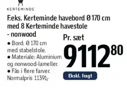 Føtex F.eks. Kerteminde havebord Ø 170 cm med 8 Kerteminde havestole tilbud