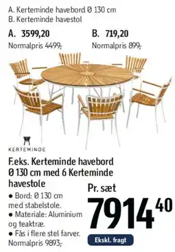 Føtex F.eks. Kerteminde havebord Ø 130 cm med 6 Kerteminde havestole tilbud