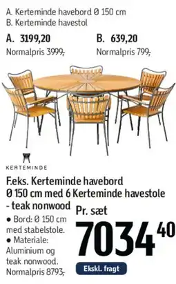 Føtex F.eks. Kerteminde havebord Ø 150 cm med 6 Kerteminde havestole tilbud