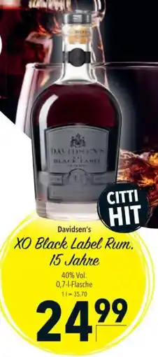Citti Davidsen's XO Black Label Rum 15 Jahre tilbud