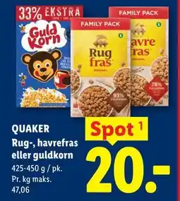 Lidl QUAKER Rug-, havrefras eller guldkorn tilbud