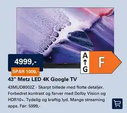 El-Salg 43 Metz LED 4K Google TV tilbud