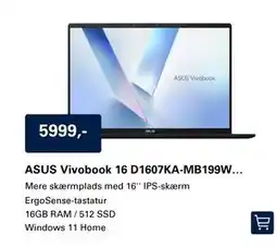 El-Salg ASUS Vivobook 16 D1607KA-MB199W… tilbud
