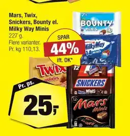 Calle Mars, Twix, Snickers, Bounty el. Milky Way Minis tilbud