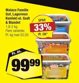 Calle Malaco Familie Guf, Lagerman Konfekt el. Godt & Blandet tilbud