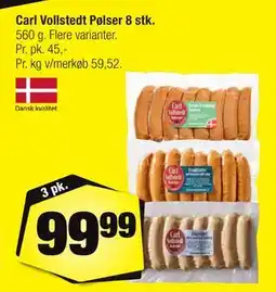 Calle Carl Vollstedt Pølser 8 stk tilbud