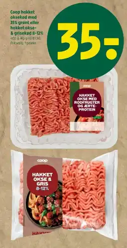 Coop 365 Coop hakket oksekød med 35% grønt eller hakket okse- & grisekød 8-12% tilbud