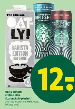 Coop 365 Oatly barista edition eller Starbucks tripleshot tilbud