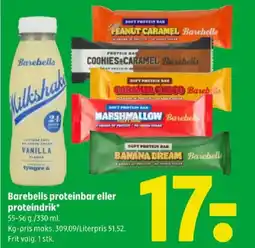 Coop 365 Barebells proteinbar eller proteindrik tilbud