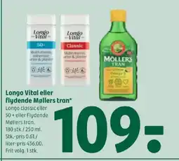 Coop 365 Longo Vital eller flydende Møllers tran tilbud