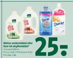 Coop 365 Biotex vaskemiddel eller Dun-let skyllemidde tilbud