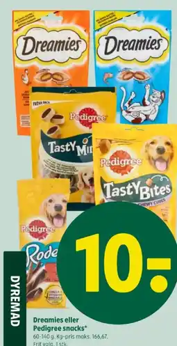 Coop 365 Dreamies eller Pedigree snacks tilbud