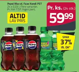 Fleggaard Pepsi Max / Faxe Kondi PET (24 x 0,33 L) tilbud