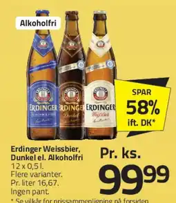 Fleggaard Erdinger Weissbier (alkoholfri / dunkel) tilbud