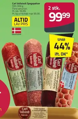 Fleggaard Carl Vollstedt spegepølser (udvalg) tilbud