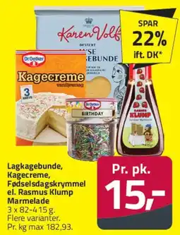 Fleggaard Lagkagebund / Kagecreme / Fødselsdagskrymmel / Marmelade tilbud
