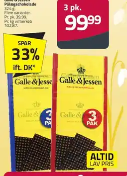 Fleggaard Galle & Jessen pålægschokolade (3-pak) tilbud