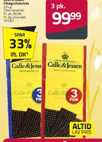 Fleggaard Galle & Jessen pålægschokolade (3-pak) tilbud