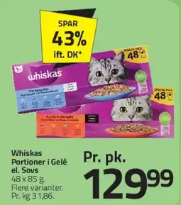 Fleggaard Whiskas portioner i gelé / sovs tilbud